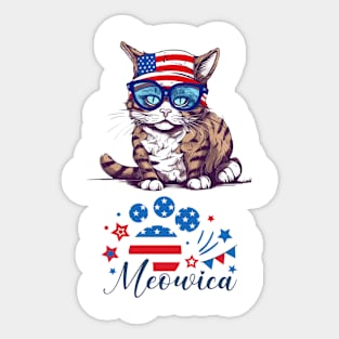 Patriotic Cat, 4th of July Design Sticker